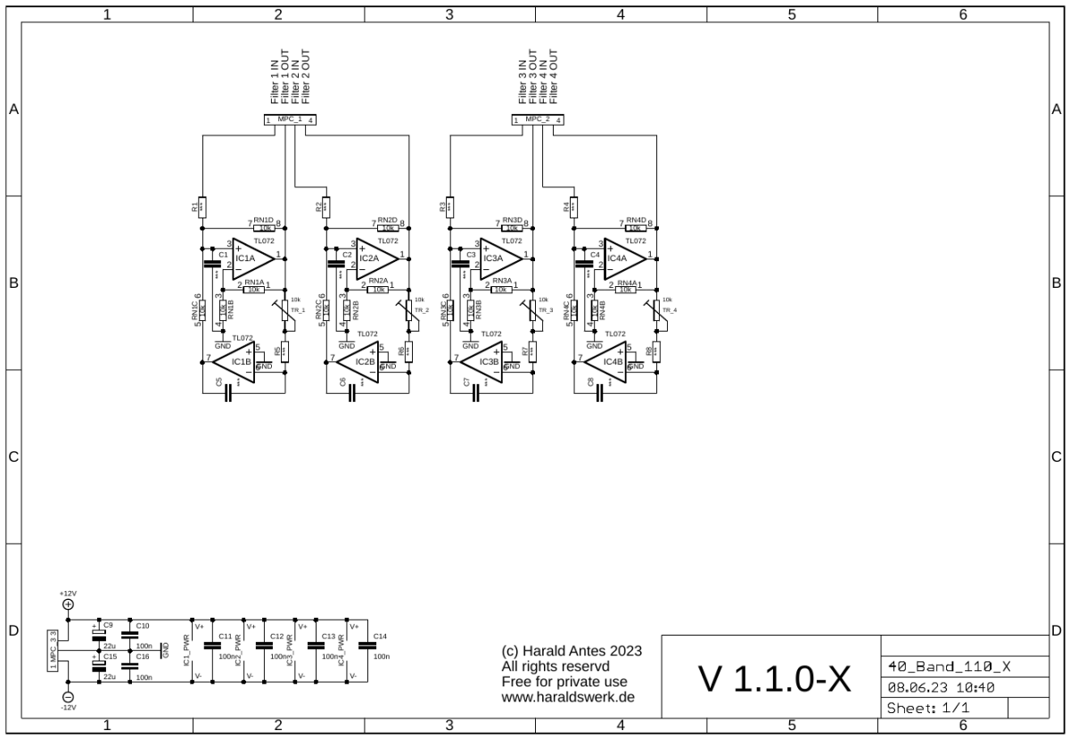 40 Band (String) Filter schematic filter board