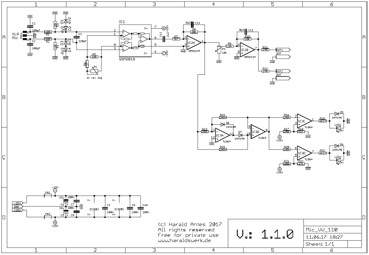 Microphone Preamplifier schematic