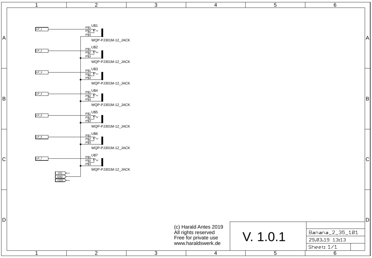 Banana to 3.5 eurorack schematic