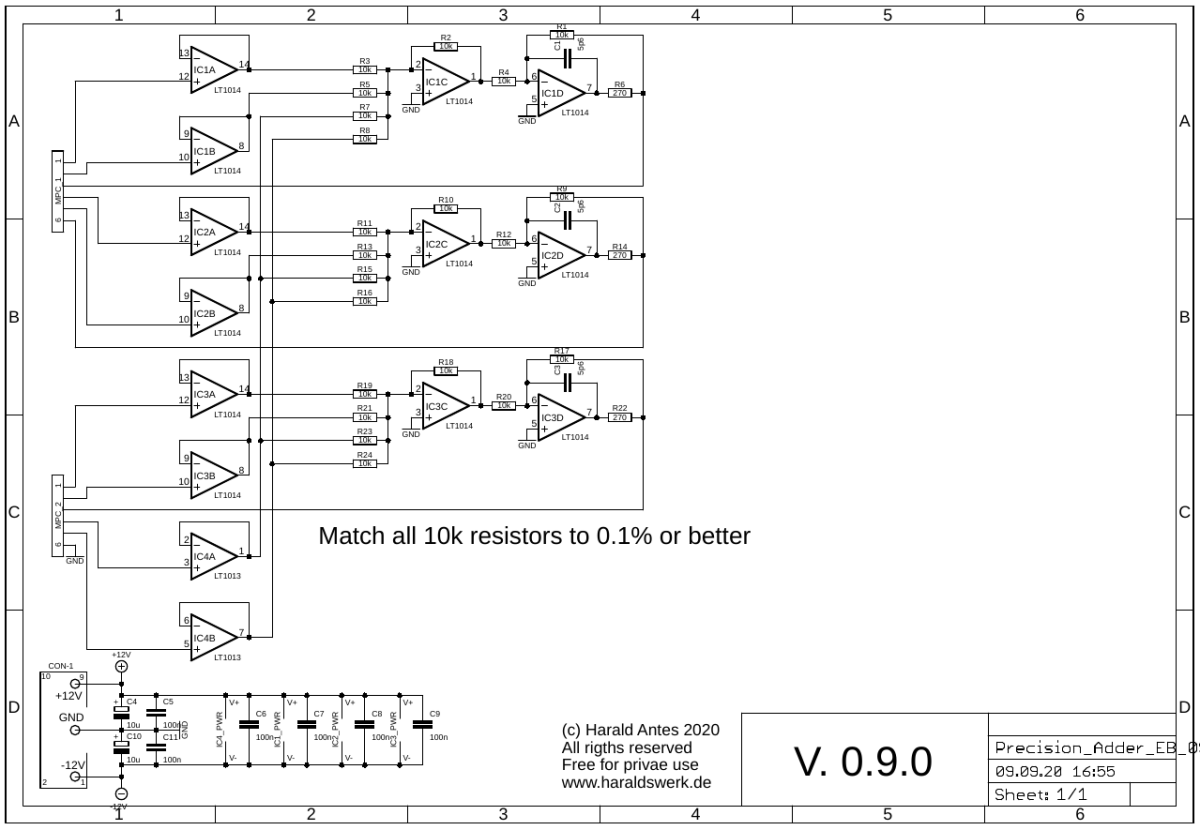 Precision Adder schematic main board