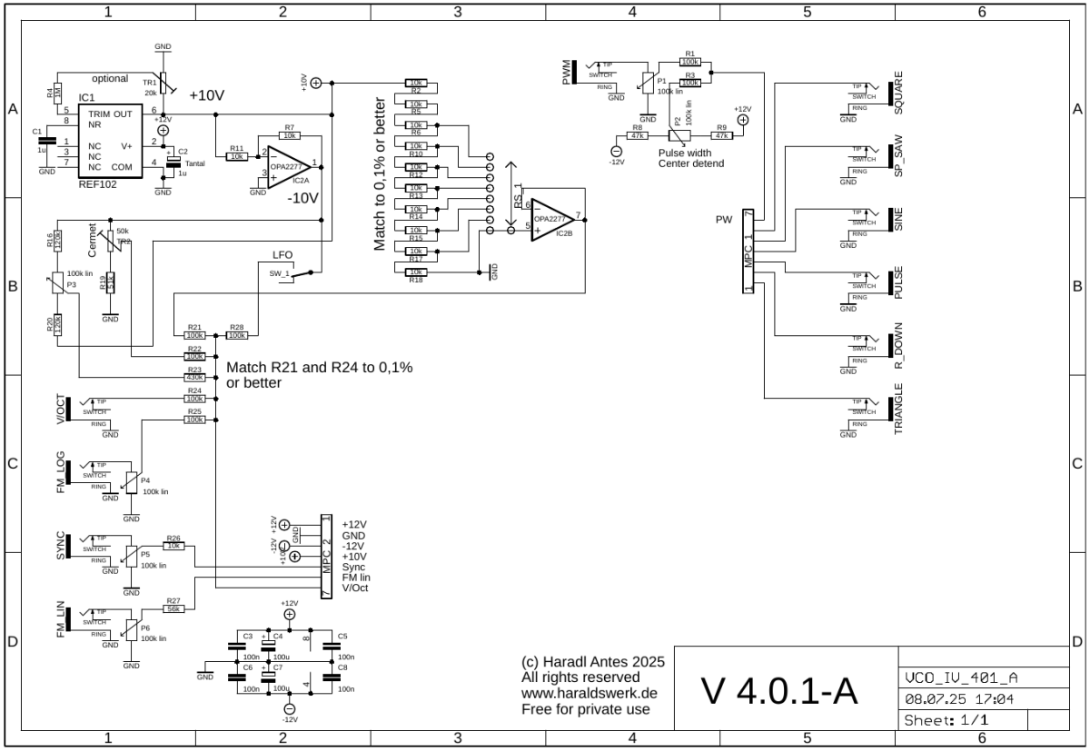 VCO III / IV schematic control board